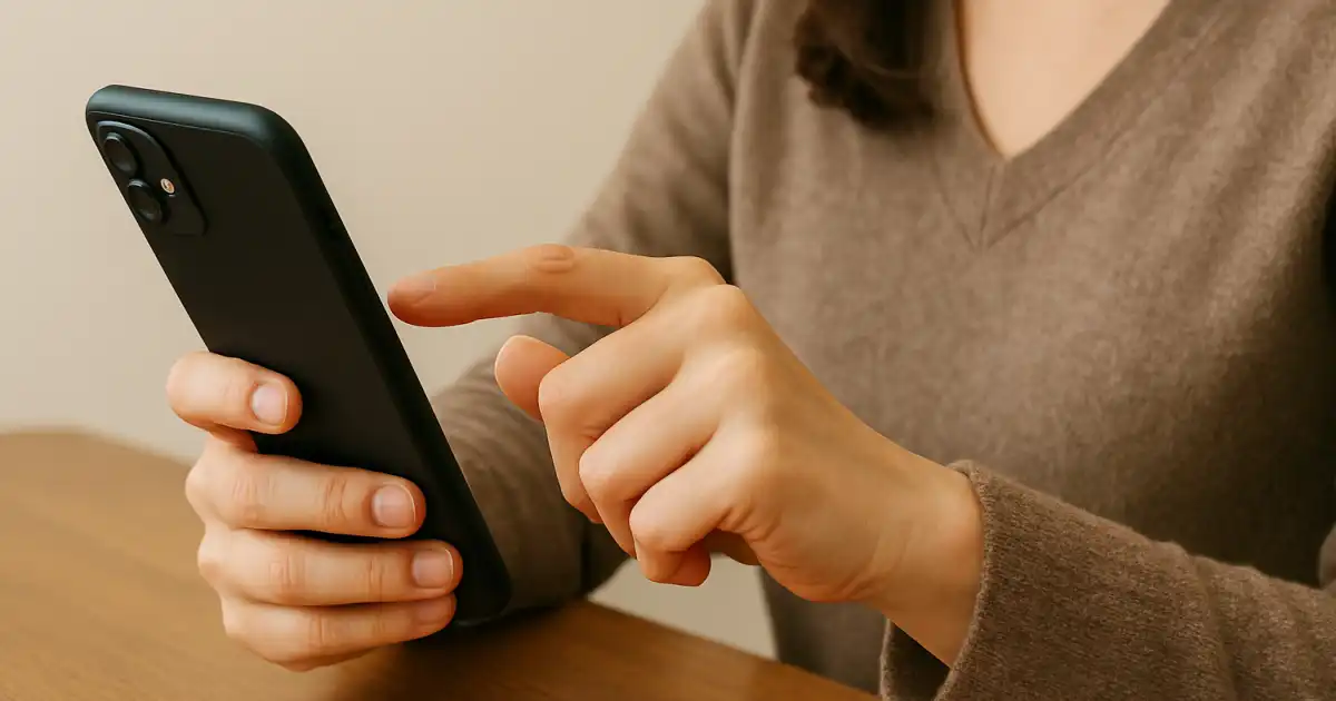 スマホを操作する主婦